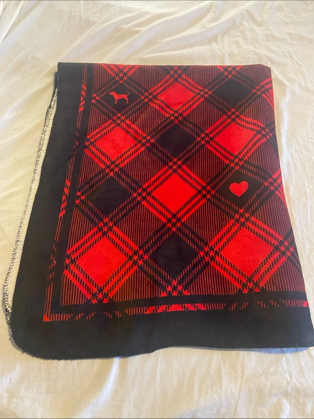 PINK Victoria's Secret Red and Black Plaid Throw Blanket